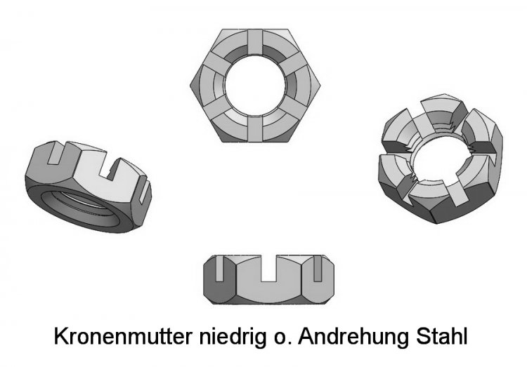 Kronenmutter niedrig M1,0 - zum Schließen ins Bild klicken