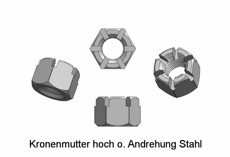 Kronenmutter hoch ohne Andrehung M3,0 - zum Schließen ins Bild klicken