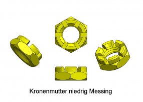 Kronenmutter niedrig M4,0 Messing